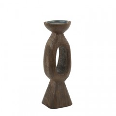 CANDLE HOLDER HOLE BROWN WOOD 